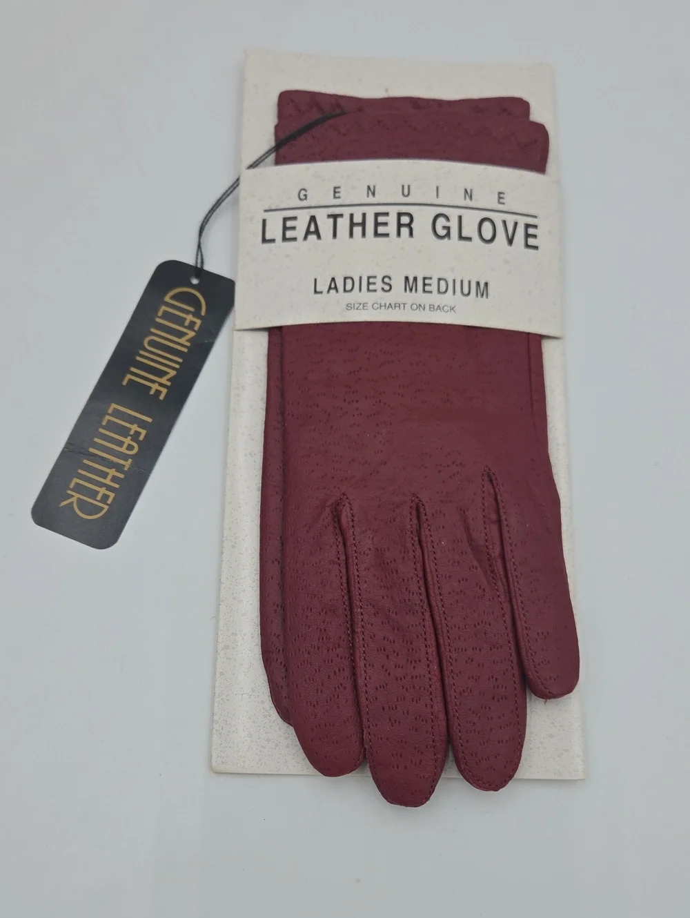 Genuine Leather Ladies Gloves - Burgundy